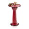 Red Metal Outdoor Birdbath with Decorative Leaf and Bird Figurines for Garden Patio Yard